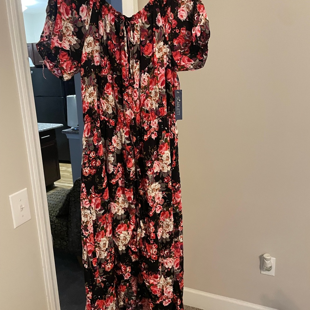 Scarlett Floral Dress with Red and Pink Accents
